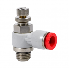 SC-BL-06-G18-SB Фитинг угловой с регулировкой расхода (пневмодроссель), 6мм x G 1/8 (наруж.резьба),